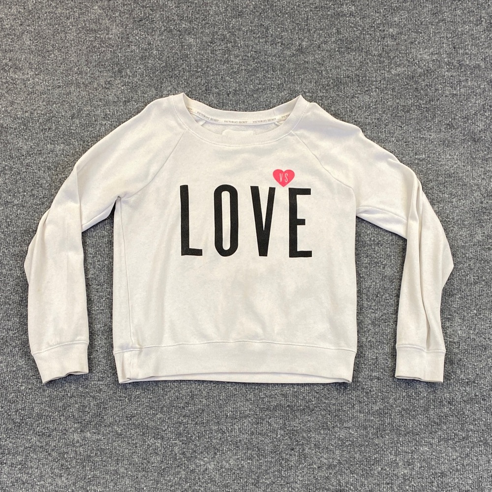 Victoria's Secret White Crewneck Sweatshirt Love Graphic